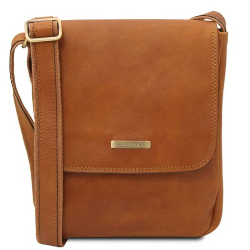 John - Leather crossbody bag for men with front zip